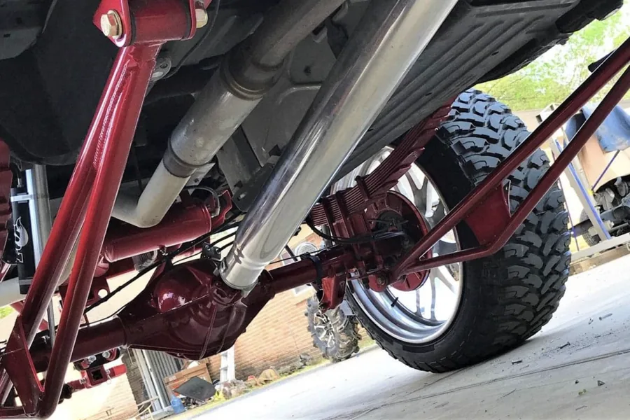 Truck suspension components powder coated at Paco's shop
