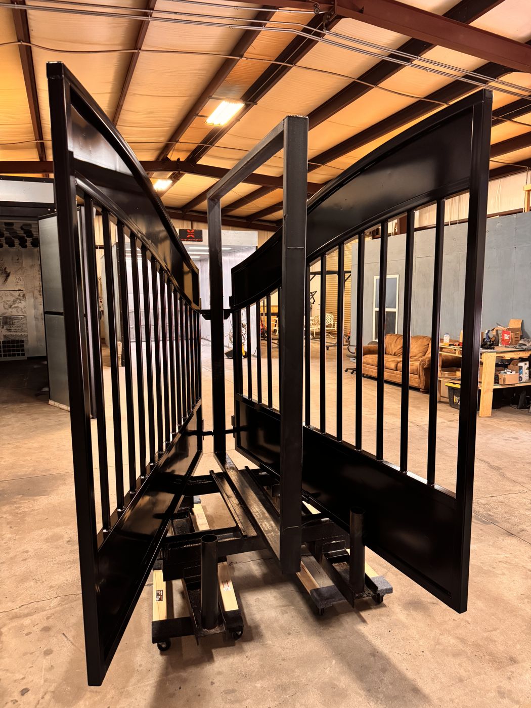 Pair of black powder coated driveway gates